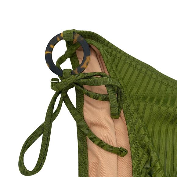 New J. Crew Green Wide Ribbed Cheeky String Side Tie Swim Bathing Suit Bottom 3X - Picture 5 of 10